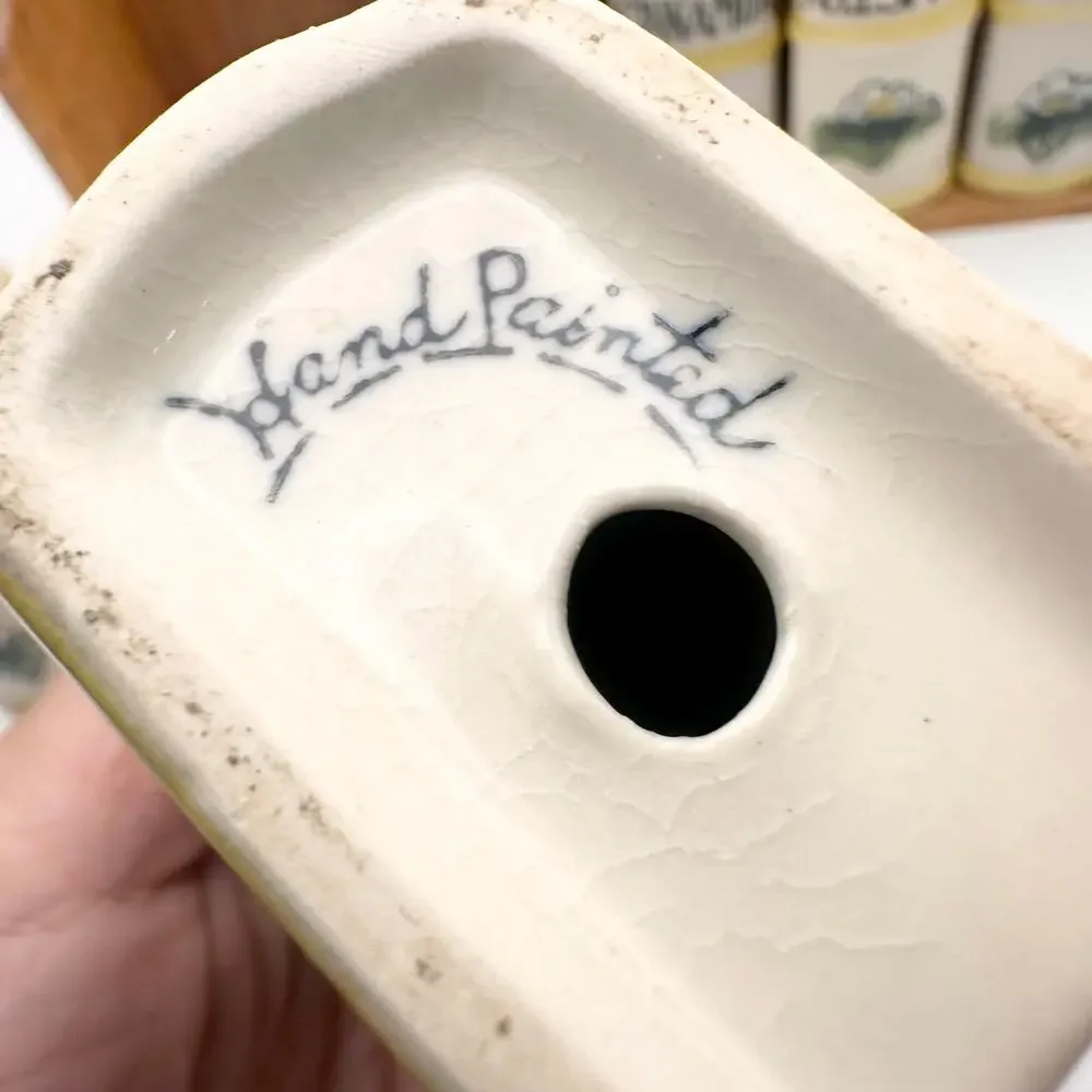 Vintage Nasco Handpainted Spice Rack Library Yellow Cream Ceramic Books 1950s
